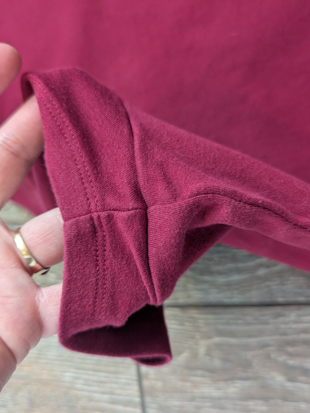 Eileen Fisher Scoop Round Neck Tee Shirt Burgandy Wine Size Large 100% Cotton - Picture 2 of 7